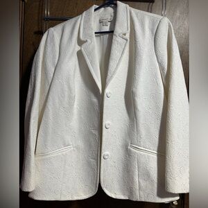 Coldwater Creek 16P cream brocade blazer